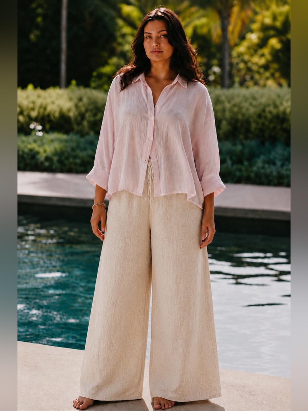 CORE Women's Pale Pink Relaxed cotton Button-Down Shirt